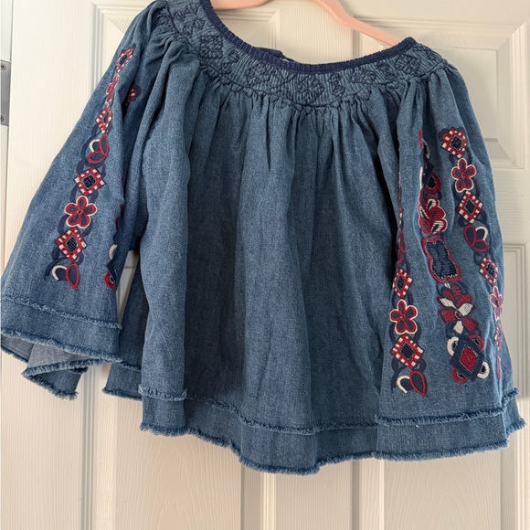 FREE PEOPLE
Sun Valley Embroidered Blouse - Blue Denim Blue Women's Top nwt - Picture 6 of 8